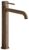 GESSI Meccanica Mitigeur lavabo réhaussé, bec long. Sans vidage, avec flexibles de raccordement. Cuivre Brossé PVD