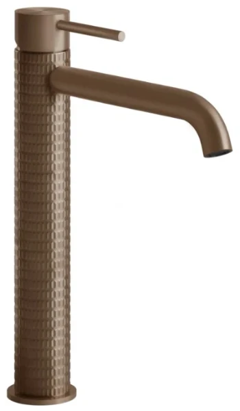 GESSI Meccanica Mitigeur lavabo réhaussé, bec long. Sans vidage, avec flexibles de raccordement. Cuivre Brossé PVD