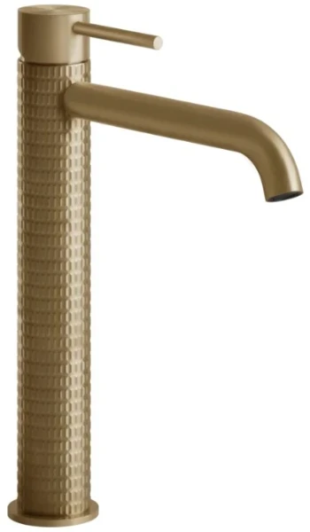 GESSI Meccanica Mitigeur lavabo réhaussé, bec long. Sans vidage, avec flexibles de raccordement. Warm Bronze Br. PVD