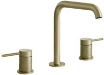 GESSI Meccanica Mélangeur lavabo trois trous sans vidage, avec flexibles de raccordement Brushed Brass PVD