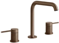 GESSI Meccanica Mélangeur lavabo trois trous sans vidage, avec flexibles de raccordement Cuivre Brossé PVD