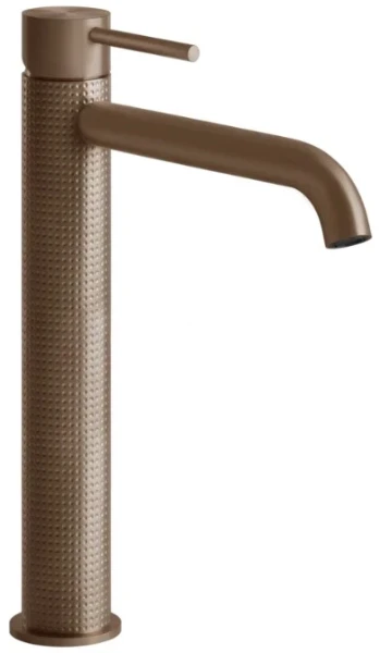 GESSI Cesello Mitigeur lavabo réhaussé, bec long. Sans vidage, avec flexibles de raccordement. Cuivre Brossé PVD