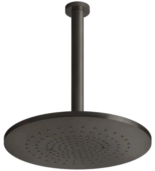 Gessi Shower316 douche de tête plafond avec bras orientable, longueur à la demande. Black Metal Brossé PVD