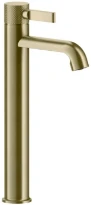 GESSI Inciso - Mitigeur lavabo réhaussé, sans vidage, avec flexibles de raccordement. Brushed Brass PVD