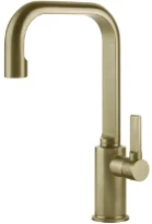 GESSI Inciso - Mitigeur lavabo réhaussé, sans vidage, avec flexibles de raccordement. Brushed Brass PVD