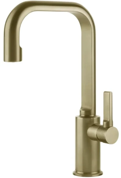 GESSI Inciso - Mitigeur lavabo réhaussé, sans vidage, avec flexibles de raccordement. Brushed Brass PVD