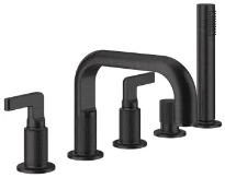 GESSI Inciso - Mélangeur de baignoire cinq trous, avec bec, inverseur, flexibles de raccordement 1,50m et douchette anticalcaire Aged Bronze