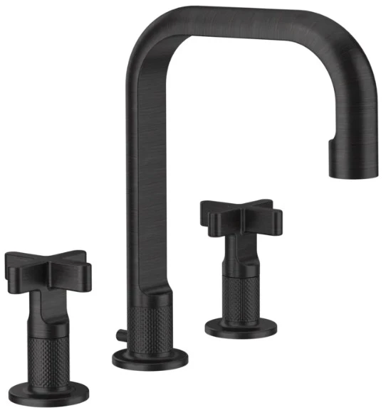 Gessi Inciso + Mélangeur trois trous hauteur moyenne avec vidage et flexibles de raccordement Aged Bronze