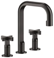 Gessi Inciso + Mélangeur trois trous hauteur moyenne sans vidage avec flexibles de raccordement Black Metal Brossé PVD