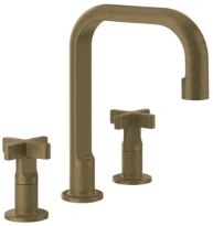 GESSI Inciso + Mélangeur trois trous hauteur moyenne sans vidage avec flexibles de raccordement Antique Laiton