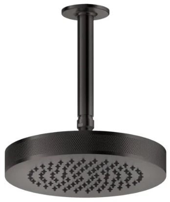 GESSI Inciso Shower Pomme de douche orientable anticalcaire avec bras au plafond. Black Metal Brossé PVD