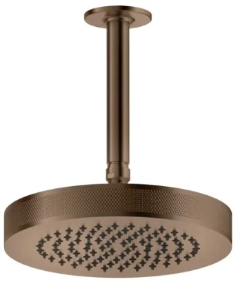 Gessi Inciso Shower douche de tête orientable anticalcaire avec bras au plafond. Cuivre Brossé PVD