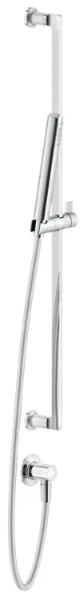 GESSI Inciso Shower Barre de douche complète avec douchette anticalcaire, flexibles 1,50 m et sortie murale coudée. chromé