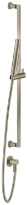 GESSI Inciso Shower Barre de douche complète avec douchette anticalcaire, flexibles 1,50 m et sortie murale coudée. Finox Brushed Nickel