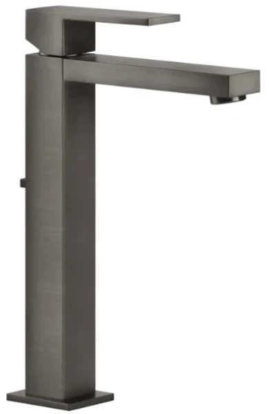 GESSI Rettangolo Mitigeur lavabo réhaussé, sans vidage, avec flexibles de raccordement. Black Metal Brossé PVD
