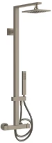 GESSI Rettangolo Shower Mitigeur thermostatique mural avec pomme de douche, inverseur automatique, flexibles 1,50 m et douchette anticalcaire. Finox Brushed Nickel