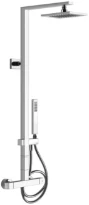 GESSI Rettangolo Shower Mitigeur thermostatique mural avec pomme de douche, inverseur automatique, flexibles 1,50 m et douchette anticalcaire. Chrome
