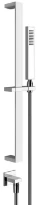 GESSI Rettangolo Shower Barre de douche complète avec douchette anticalcaire, flexibles 1,50 m et sortie murale coudée. chromé