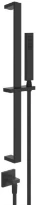 GESSI Rettangolo Shower Barre de douche complète avec douchette anticalcaire, flexibles 1,50 m et sortie murale coudée. Noir XL