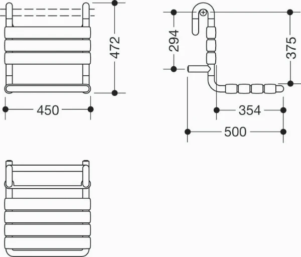 HEWI siège suspendu , section de 33mm blanc pur
