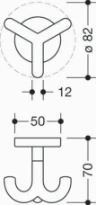 HEWI crochet triple , ø50mm blanc pur