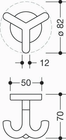 99 HEWI drieweghaak, ø50mm zuiverwit
