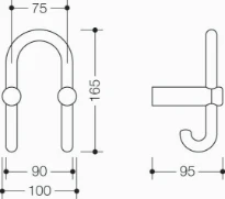 Hewi 801 crochet double , dirigé vers l`intérieur, blanc de sécurité