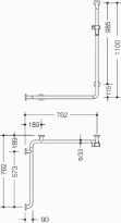 HEWI barre maint.douche/bagn. ,B5,A1= 1100,W1=762,W2=762, g., blanc pur