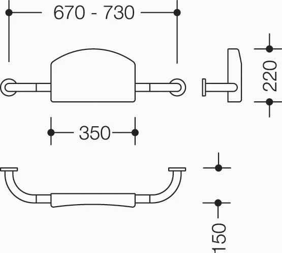 HEWI appui dorsal fixation avec rosaces blanc de sécurité