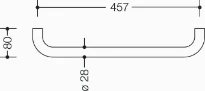 HEWI porte-serviette ,A=457mm,sans fixation de rosace, blanc pur