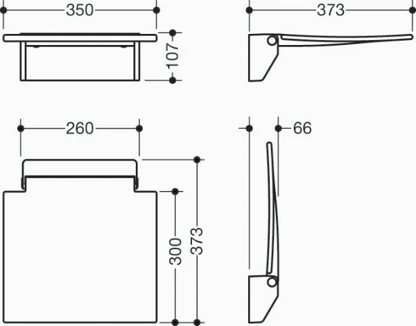 Hewi 950 siège relevable 350 ,console murale blanc, blanc de sécurité