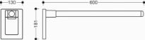 HEWI barre relev. surface polyamide, mono rond L=600mm, blanc pur