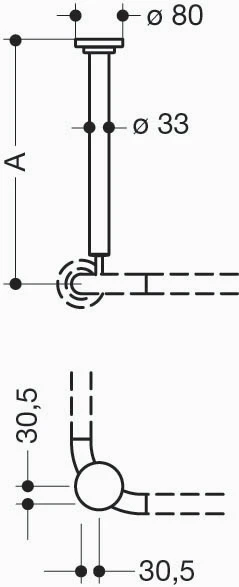 HEWI supp.fixé plafond ,A=400,ø33, BM1279, prév.du suicide, blanc pur