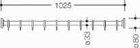 HEWI tringle à rideau ,ø33,L=1025, aimant, 10 anneau, jaune moutarde