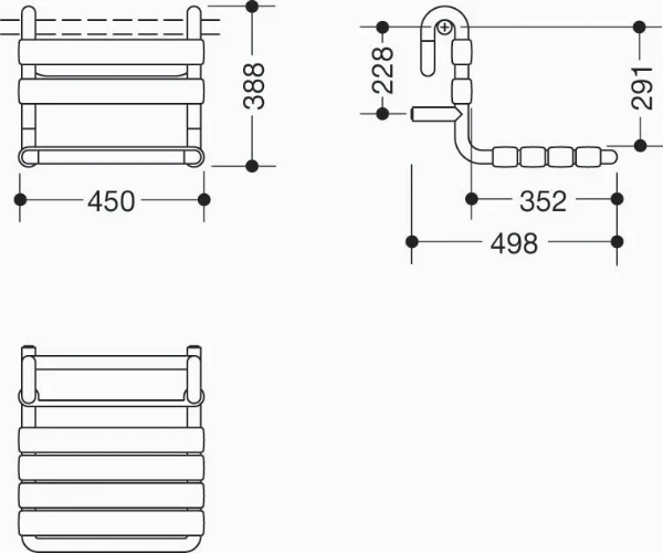 HEWI siège suspendu , CH,larg=448mm, grav.=427mm, bleu aqua
