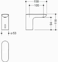 HEWI SENSORIC robinet lavabo electr., rnd, à piles