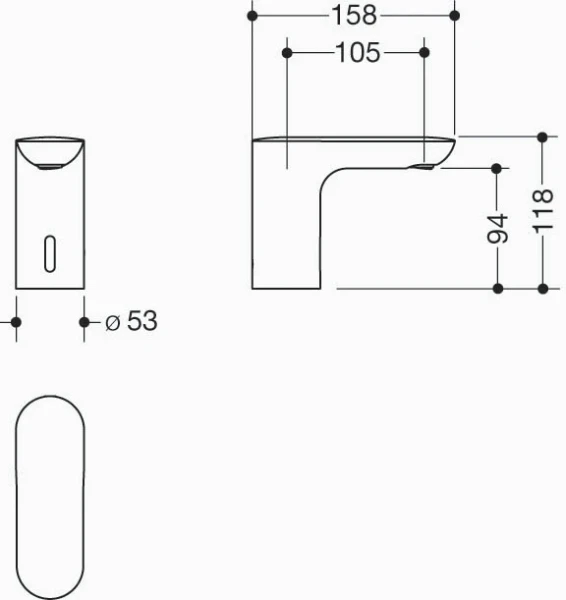 HEWI SENSORIC robinet lavabo electr., rnd, à piles