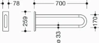 Hewi 801 barre d`appui ,L=700mm blanc de sécurité