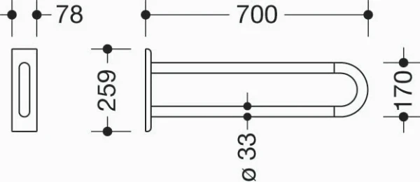 Hewi 801 barre d`appui ,L=700mm blanc de sécurité