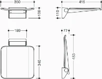 Hewi 900 siège relevable, petit,revêtu poudré, blanc mat/blanc mat
