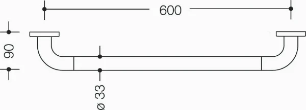HEWI porte-serviette ,A=600mm,ø33, avec fixation de rosace, noir foncé