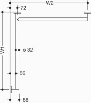 HEWI barre d.douche , Ø32,W1/W2=variable, droite,brossée
