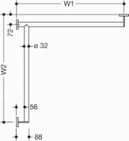 Hewi 900 barre de douche , Ø32,W1/W2=variable, gauche,brossée
