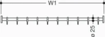 HEWI tringle à rideau , Ø25 L=variable, brossée