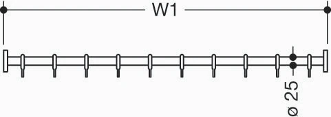 HEWI tringle à rideau , Ø25 L=variable, brossée