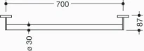 Hewi 900 barre de maintien , Ø30,L=700mm, poudré, noir mat
