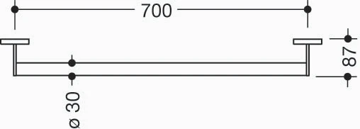 Hewi 900 barre de maintien , Ø30,L=700mm, poudré, noir mat