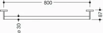 HEWI barre de maintien , Ø30,L=800mm, poudre, gris foncé mat