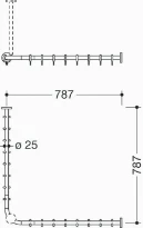 HEWI tringle à rideau , Ø25 A1/A2=783, 16 anneaux, brossée