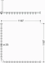 Hewi 900 tringle à rideau , Ø25 A1/A2=1183, 24 anneaux,brossée